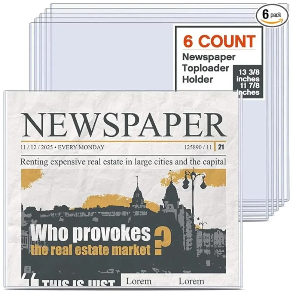 6 Pack Hard Newspaper Holder, Rigid PVC Protection Plastic Protector- Clear